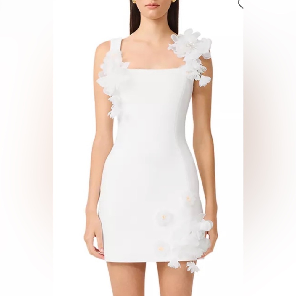Elliatt White Floral-Detail Mini Dress